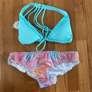 NWT Mapale colorful cheeky bikini pink blue size medium